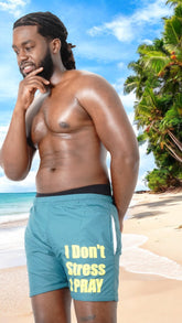 "I Don’t Stress, I PRAY" Swimtrunks