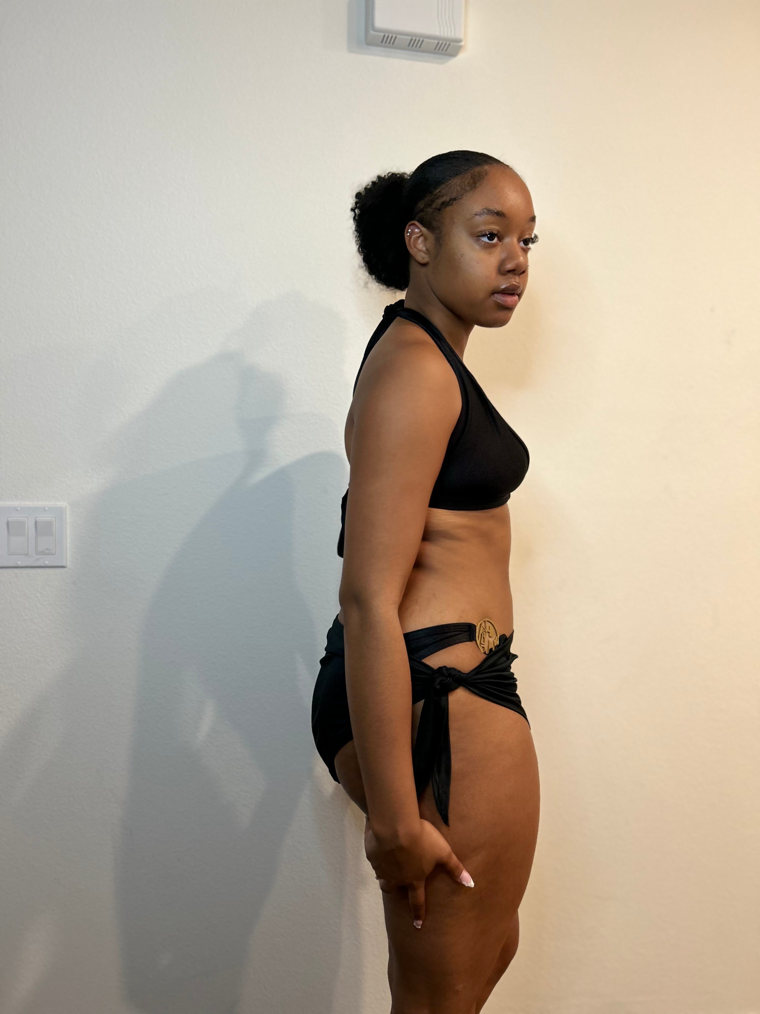 Simply Powerful 2 Piece Metal Rings Swimsuit (BLACK)