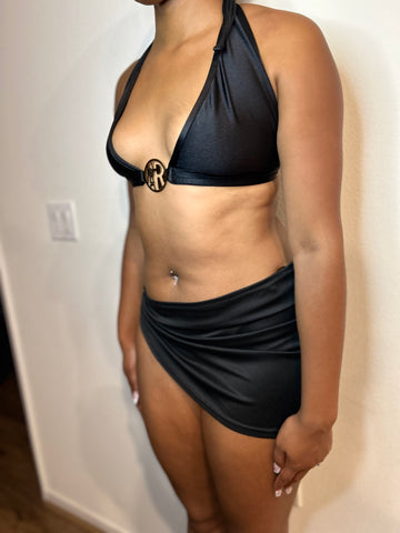 Simply Powerful 2 Piece Metal Rings Swimsuit (BLACK)