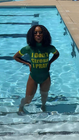 “I Don’t Stress, I Pray” Swimsuit